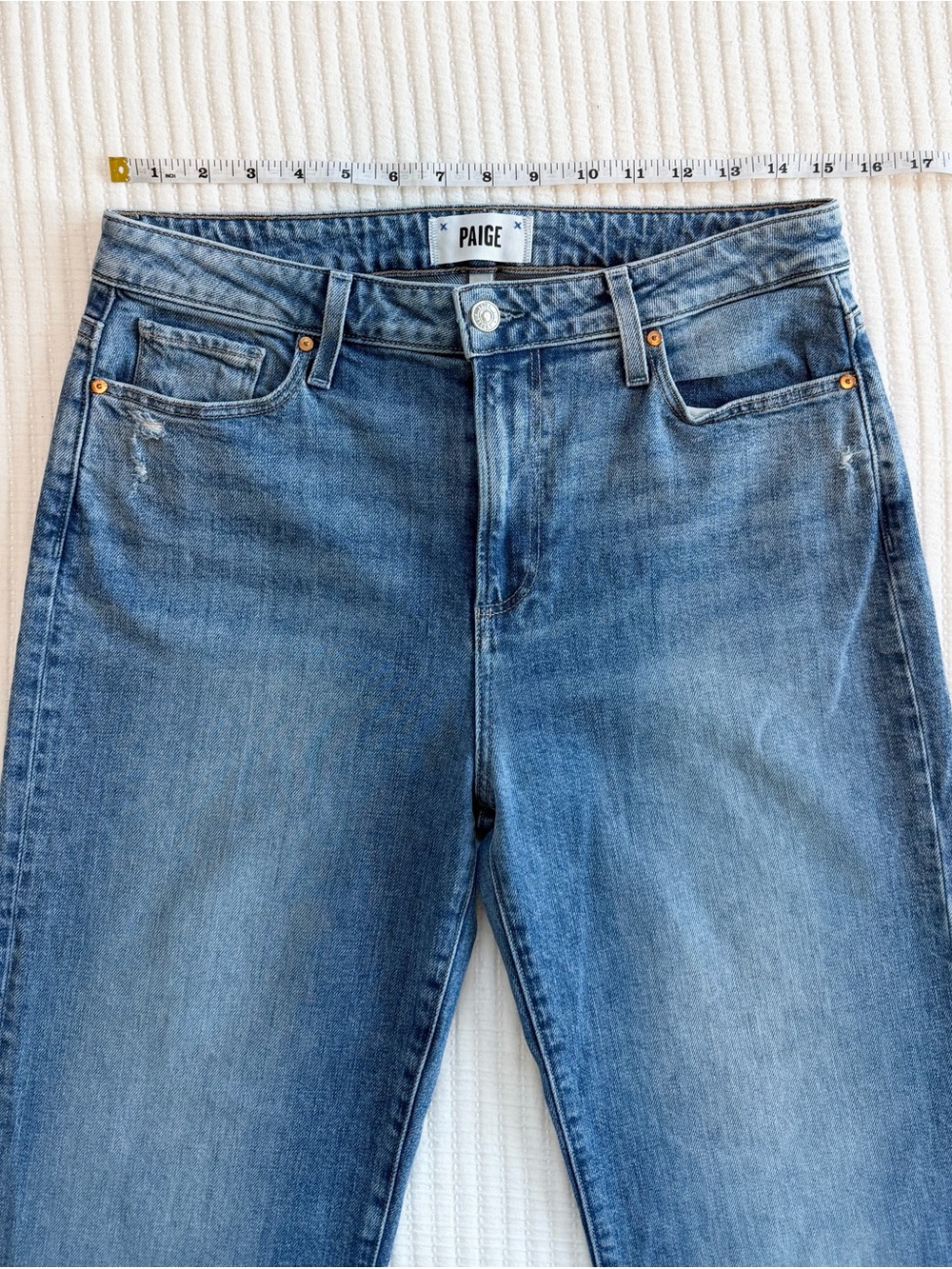 Paige Leenah Ankle High Rise Jean in Medium Henna Wash with Raw Hem - Picture 7 of 10